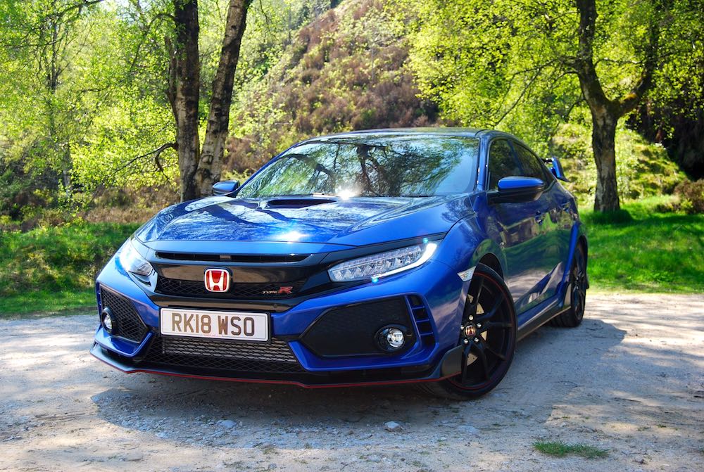 civic type r blue front side